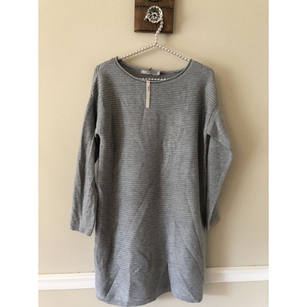 NWT Asos Womens Size 6 Sweater Dress Gray Ribbed Long Sleeve